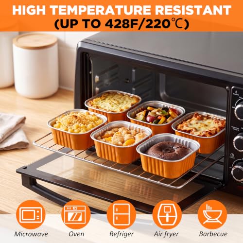 Skylety 100 Pcs 5oz Mini Square Cake Pans with Lids, Orange - color: Orange