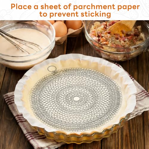 Stainless Steel Pie Crust Weight Chain - Universal 10-inch pie crust protector and baking weight, suitable for dough and pastries, dishwasher safe.