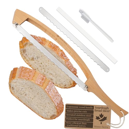 Bread Knife for Homemade Bread 17" Wooden Sourdough Bread Knife - 2 Blades - color: Yellow