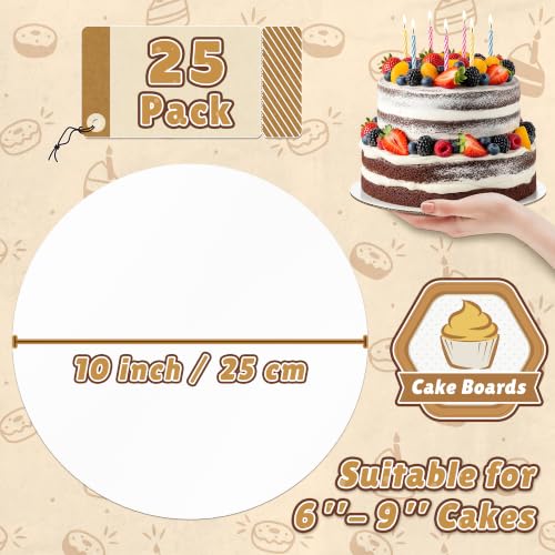 RYDDOY 25 Pcs Cake Boards 10 inch Round Cake Board, Cardboard Cake Rounds - color: White-25 Pcs