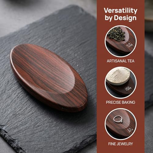 0.1g Rechargeable Portable Tea Scale - Coffee & Loose Leaf - color: Walnut