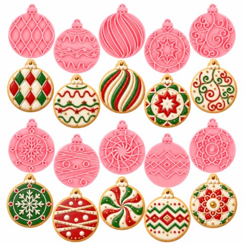 Christmas Cookie Cutter-10 Pieces Plastic Christmas Cookie Cutters and Stamps-Xmas Element Cookie Stamps,Light Bulb Shaped Biscuit Cutter Set. - style: Light bulb christmas cookie cutter