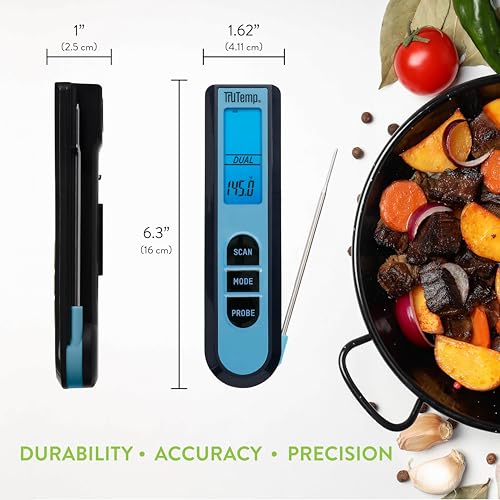 Taylor Tru Temp Digital Infrared and Folding Thermocouple Thermometer, Blue - color: blue