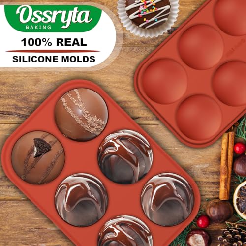 6-Cavity Medium Semi-Sphere Silicone Molds - Hot Chocolate Bomb Molds for Baking, Dome Cakes, Candy, Jelly & Mousse - Reusable, Non-Stick Half Sphere Chocolate Mold Set (2 Pack) - color: 2Pcs, Medium 6-Cavity molds, size: Semi Sphere