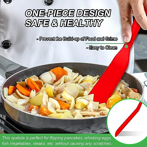 Anaeat Silicone Thin Spatula Set of 2 - Mini Brownie Serving Spatulas - Non Stick Spurtle Turner for Easy Cooking Eggs, Omelet, Pancake, Burgers, Pizza, Steak, Crepes, Heat Resistant & BPA Free - color: 2 Pcs Thin Spatulas (Black & Red), size: Thin Spatul