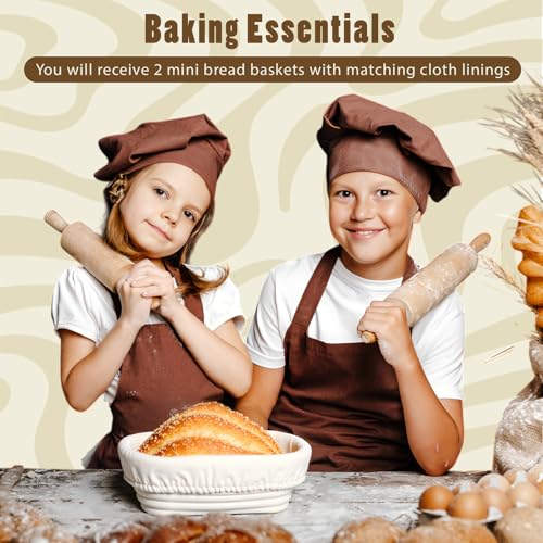 Fanfanwin Mini Banneton Proofing Baskets with Liner, 2 Pack, Oval - style: Oval