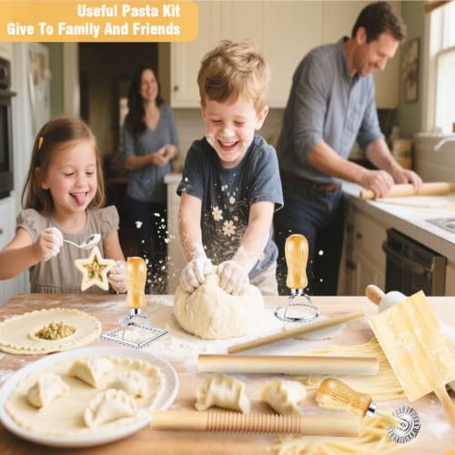 Pasta Making Tools Kit, 7 Piece Pasta Set with Gnocchi Board and Rollers - color: 7 piece