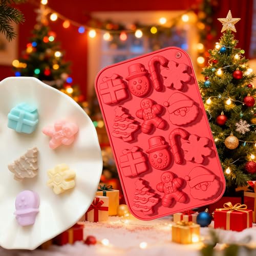 3 Pack Christmas Silicone Molds,Soap Molds for Handmade Soap,Chocolate, Jello,Snowman, Candy and Candles - color: 3pcs-Christmas Molds
