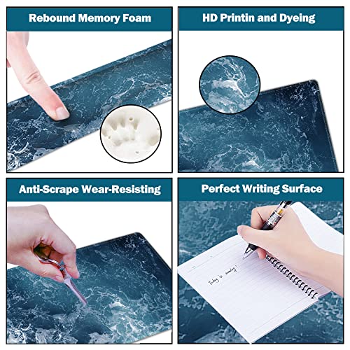 ARTSO Gaming Mouse Pad Extended, Keyboard Wrist Rest Pad & Wrist Support Abstract Mousepad Set, Non-Slip Base, Memory Foam Desk Mat, Ocean Waves - color: Ocean Waves