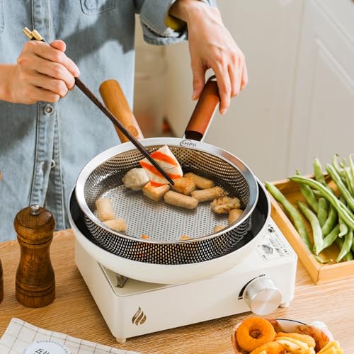 Stainless Steel 304 Strainer Scoop with Wooden Handle, Self-Draining Solid Base - Ideal for Kitchen, Pasta, Fruit, and Vegetables - 7.1in - color: Caliber-7.1in