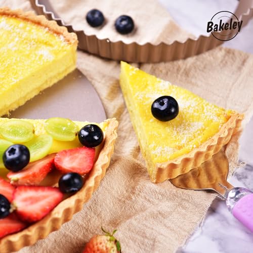11-Inch Round Tart Pan with Loose Removable Bottom, Non-Stick Carbon Steel Quiche Pan for Oven Baking (Champagne Gold) - size: 11" Round (Champagne Gold)