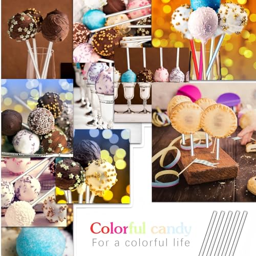 Zopeal 200 Pcs Acrylic Lollipop Stick Cake Pop Rod(6 x 0.12 Inches,Clear) - size: 6 Inch