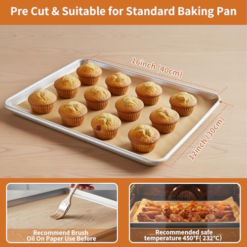 MakMeFre Parchment Paper Baking Sheets 300ct 12"x16" PreCut - size: 12"x16" (300Sheets)