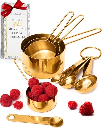 Styled Settings Gold Measuring Cups and Spoons Set, 8-Piece - color: Gold