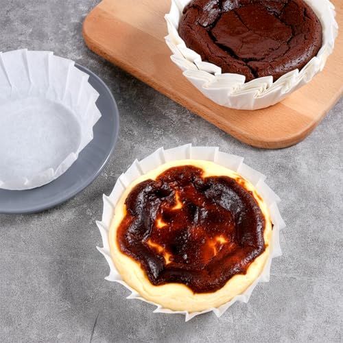 50 PCS Basques Cake Paper, 4 Inch Disposable Round Parchment Liners, Non-Stick Muffin Cupcake Liners Wrappers Oil Paper for Baking Air Fryer Cheesecake Cake Pan Oven