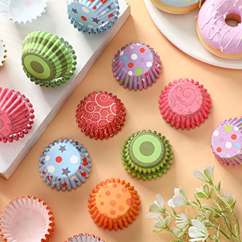 Funtery 600 Pack Mini Rainbow Cupcake Paper Liners, Muffin Liners, Dot