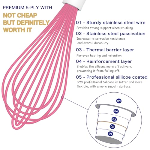 OYV Pink Silicone Whisk Set of 3 - color: Premium(Pink Pack)