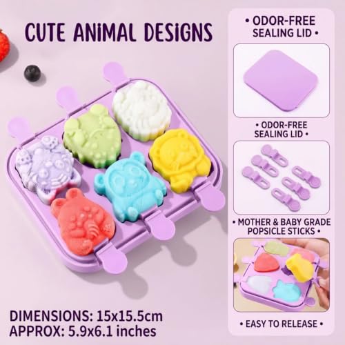 2pcs Animal Popsicle Molds for Kids,Mermaid Ice Cream Molds (Mermaid)