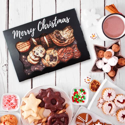 Christmas Cookie Boxes - 12 Pack - Plaid Bakery Gift Box with Window - color: Buffalo Plaid Christmas