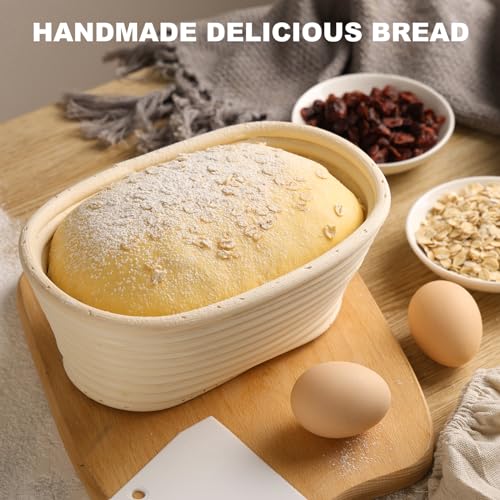 Banneton Bread Proofing Basket, 2 Pack 10 inch Oval Shaped Sourdough Banneton Baskets, Banneton Bread Basket for Sourdough Baking Supplies - size: 10Inch