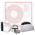 Biscuit Cutter, Silicone Pastry Dough Baking Mat Set, Baking Tools and Accessories Kit (4 Pcs/Set) - size: 4 set red