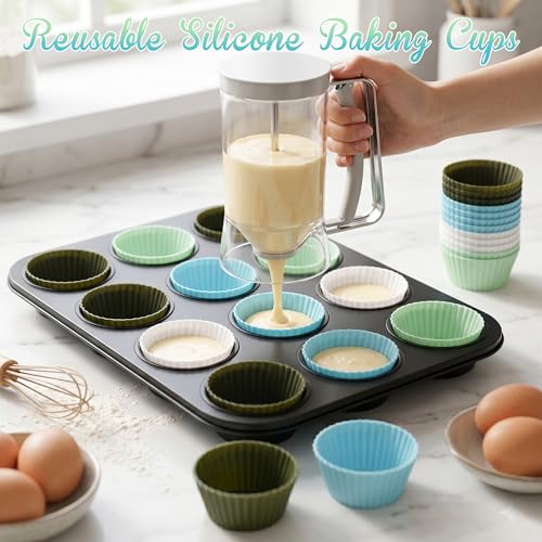 Silicone Cupcake Liners 12 Pack Reusable Non Stick Baking Party ﻿