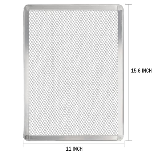 Pizza Screen 11 x 16 Inch 2 Pack Rectangular Aluminum Pizza Pan Restaurant-Grade Flatbread Screen Pizza Crisper Pan,Oven-Safe - size: 11×16 inch Pizza Screen