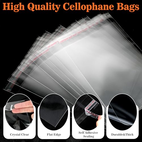 100Pcs 5-1/4 x 7-1/5 Inch Self Sealing Cello Cellophane Bags Clear Plastic Sleeves - Fit 5x7 Inch Photo A6 Cards Cookie - size: 5.25 x 7.2 inches