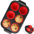 Silicone Muffin Pans for Baking with Metal Frame - 6 Cups Cupcake Pans - color: 6-Cups Red