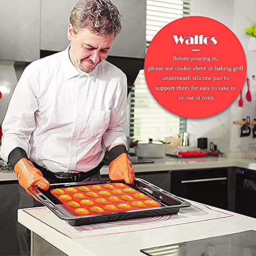Walfos Silicone Cupcake Pan Set, 2-Piece Mini 24 Cups Muffin Baking Pan, BPA Free and Dishwasher Safe, Non-stick , Great for Making Muffin Cakes, Fat Bombs - size: 2 Pcs: 24 Cups, Mini, style: Muffin Pan