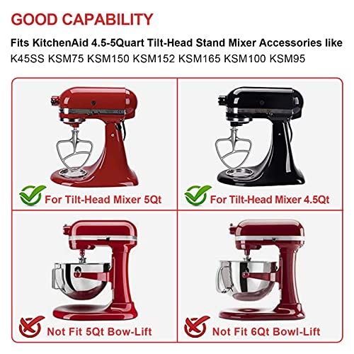 Stainless Steel Beaters for KitchenAid 4.5/5 Quart Tilt-Head Mixers - color: Silver - 4.5-5 Qt