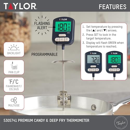 Taylor Digital Programmable Candy and Deep Fry Thermometer - color: Navy