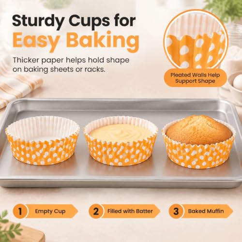 YOUEON 600 Pcs 3.5 In Jumbo Cupcake Liners Greaseproof, 6 Oz Large Paper Baking Cups Non-Stick, Jumbo Muffin Liners for Muffins, Cupcakes, Brownie, Quiche, Mini Snacks, Recyclable, 3 Pattern