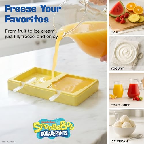 Nickelodeon SpongeBob Silicone Popsicle Molds with Sticks, 2-Cavity - color: SpongeBob