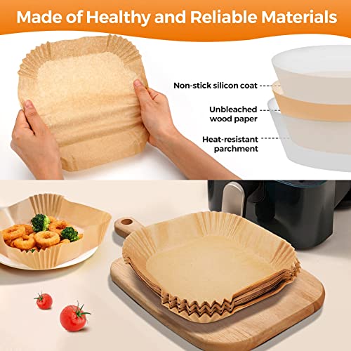Air Fryer Liners Disposable, 100Pcs Parchment Paper 6.5" Square for 3-5QT - size: 6.5"Square