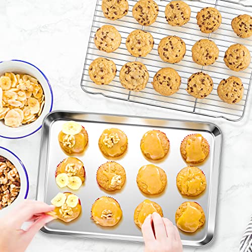 P&P CHEF 17.5 Inch Baking Sheet with Rack Set, Pans with Flat Racks - size: 17.5 + 17.5 Inch, style: Pans with Flat Racks