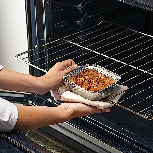 GUSTO 1 lb Disposable Aluminum Foil Takeout Pans with Clear Dome Lids, 5" x 4" – [100 Count] Great for Baking, Cooking, Storage, and Freezing (Formerly Comfy Package) - size: 5x4 - (100 Ct)