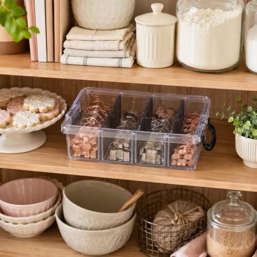 Cookie Cutter Storage Box, Clear 4-Section Organizer with Lid