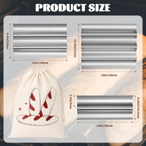 6 Pcs Nonstick French Bread Loaf Pan Linen Bags Set