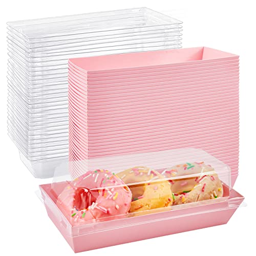 Ocmoiy Charcuterie Boxes with Clear Lids, 7.5x3.3 Inches, 50 Pack, Pink - color: Pink