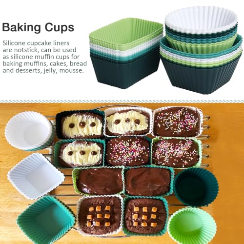 24 Pcs Silicone Lunch Box Divides, Cupcake Muffin Cups, 3 Shapes