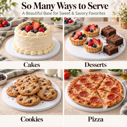 12 Inch Cakeboard 12 Pack, 1/2 Inch Thick Round Cake Boards, Bend Resistant & Sturdy White Cake Cardboard for Presenting Heavy/Tall Tiered Cakes, Base Para Pastel - size: 12 inch