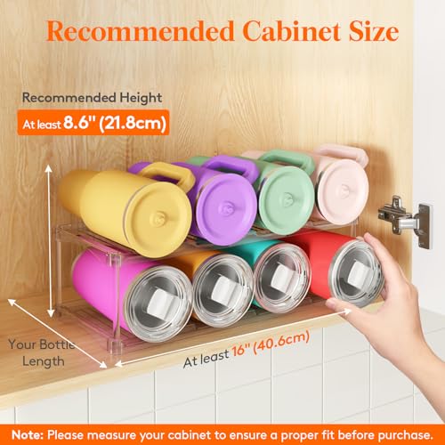 Lifewit Stackable Water Bottle Organizer, Clear Tumbler Holder for Cabinet - size: 2 Tier