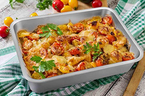 TeamFar Lasagna Pan, Rectangular Cake Pan Brownie Bake Dish Stainless Steel - size: 12.75" x 10" x 3.2"