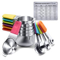 Measuring Cups, U-Taste Magnetic Measuring Cups and Spoons Set of 13 in 18/8 Stainless Steel: 7 Measuring Cups and 5 Measuring Spoons with 1 Professional Magnetic Measurement Conversion Chart - color: Clear