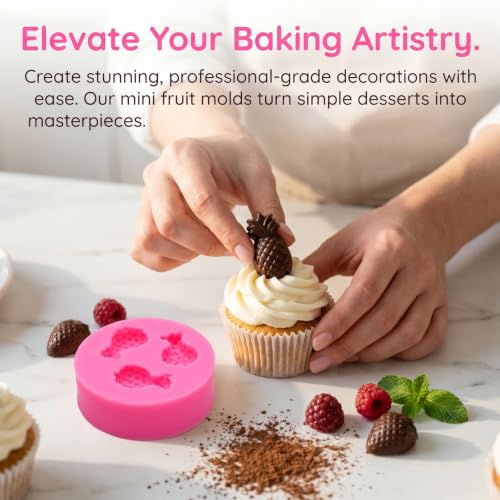 Fumwase 4PCS Mini 3D Fruit Fondant Silicone Molds