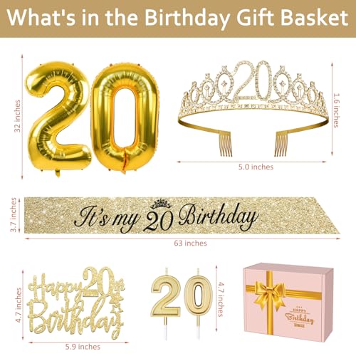 YeohJoy Gold 20th Birthday Decorations for Her - style: 20th