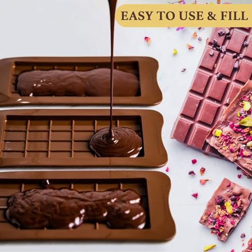 HKNMTT Chocolate Bar Molds Silicone Classic 4 Pack, Snap Candy Bars Making Mould Set, BPA Free Soy Candle Wax Melt Durable Mold Easy Release Non-Stick for Protein and Energy DIY Handmade Gifts - style: Thin Chocolate Bar 4PCS