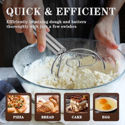 TEEVEA Danish Dough Whisk Stainless Steel for Sourdough Bread - color: Stainless Steel Heart-shaped