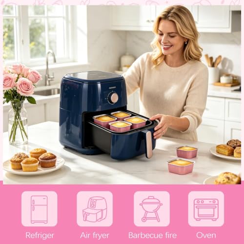 5 oz Pink Square Mini Cake Pans with Lids, 50 Pack for Bake Sales - color: Pink, size: 5 oz